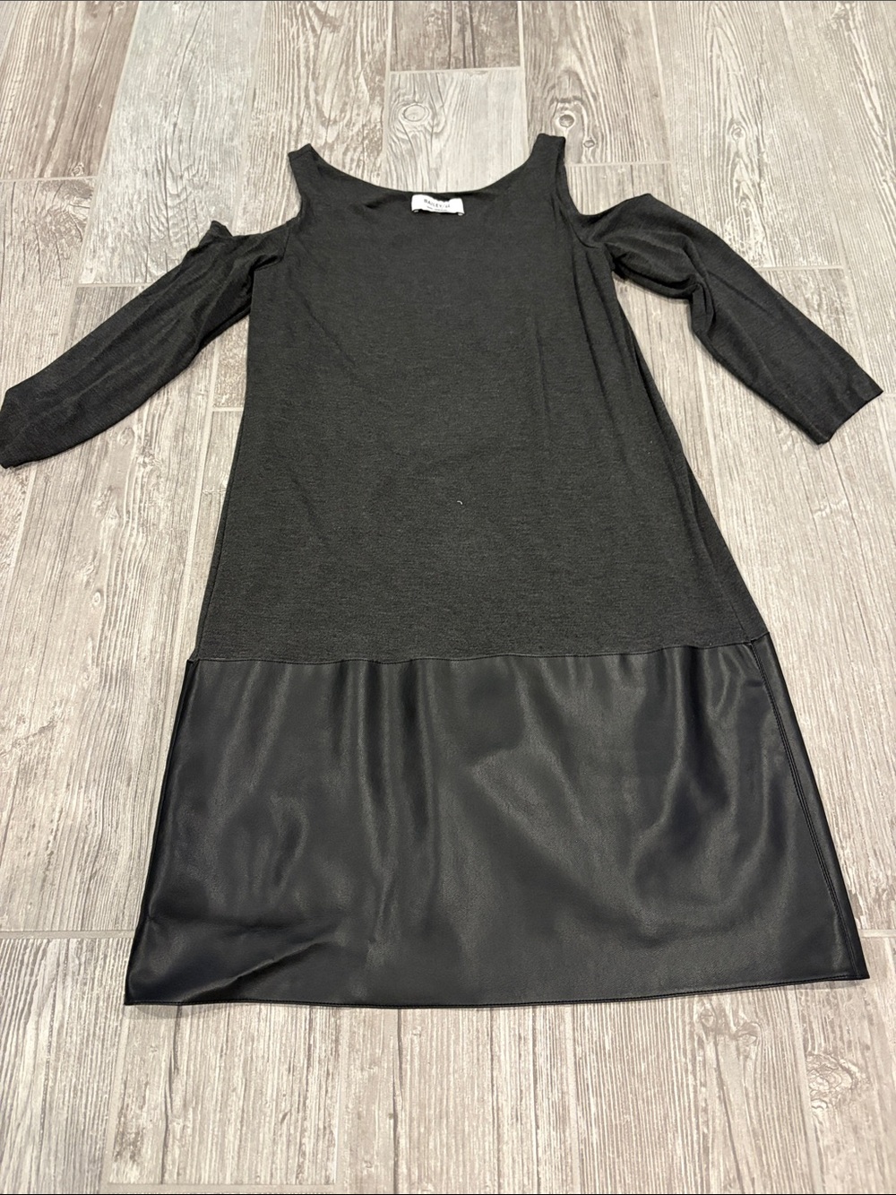 Cold-Shoulder Black Mixed-Media Dress